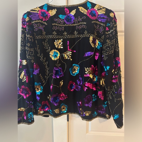 Draper & Damon sequined and beaded silk Jacket-size M - Picture 1 of 5